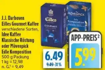 diska J.J. Darboven Eilles Gourmet Kaffee, Idee Kaffee Klassische Röstung oder Mövenpick Edle Komposition Angebot