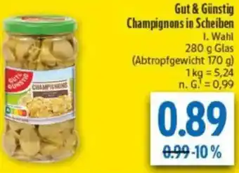 diska Gut & Günstig Champignons in Scheiben Angebot