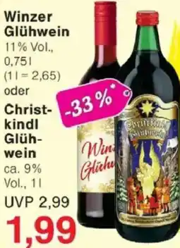 Jawoll Winzer Glühwein oder Christkindl Glühwein Angebot