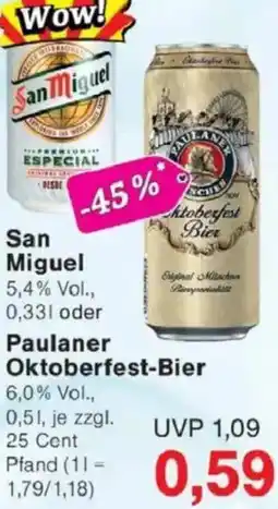 Jawoll San Miguel oder Paulaner Oktoberfest-Bier Angebot