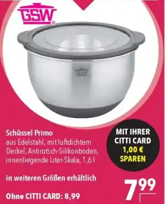 CITTI Markt GSW Schüssel Primo Angebot