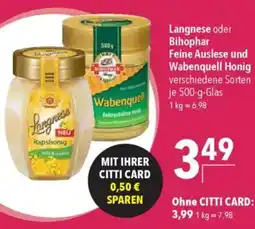 CITTI Markt Langnese oder Bihophar Feine Auslese und Wabenquell Honig Angebot