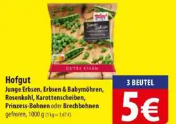 Famila Nord Ost Hofgut Junge Erbsen, Erbsen & Babymöhren, Rosenkohl, Karottenscheiben, Prinzess-Bohnen oder Brechbohnen Angebot