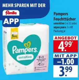 Famila Nord Ost Pampers Feuchttücher sensitive 5 x 52 oder aqua pure 3 x 48 Angebot