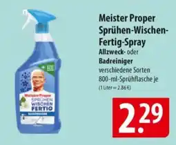 Famila Nord Ost Meister Proper Sprühen-Wischen- Fertig-Spray Allzweck- oder Badreiniger Angebot