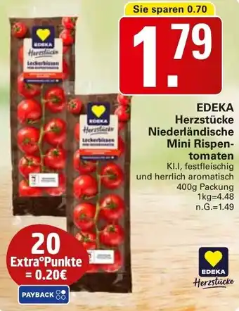 WEZ EDEKA Herzstücke Niederländische Mini Rispen- tomaten Angebot