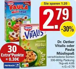 WEZ Dr. Oetker Vitalis oder Paula Müslispaẞ Angebot