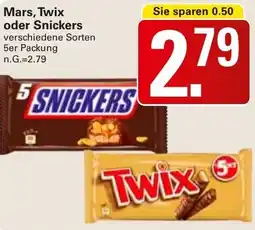 WEZ Mars, Twix oder Snickers Angebot