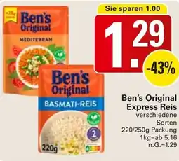 WEZ Ben's Original Express Reis Angebot