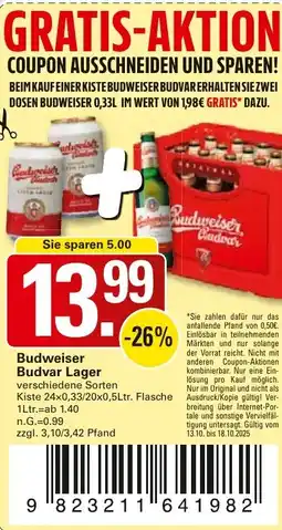 WEZ Budweiser Budvar Lager Angebot