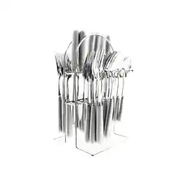 Netto Marken-Discount 24-Teilig Besteckset mit Ständer 18/10 Edelstahl Gabel Messer Löffel E Angebot