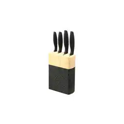 Netto Marken-Discount 5-teiliges Messerset mit marmoriertem Kiefernholzblock Angebot