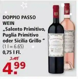 Multi Markt Doppio Passo Wein „salento Primitivo, Puglia Oder Sicilia Grillo“ Angebot