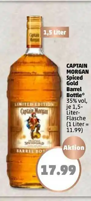 PENNY Captain Morgan Spiced Gold Barrel Bottle Angebot