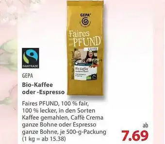 basic Gepa Bio Kaffee Oder Espresso 500g Angebot