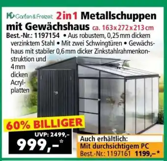 Norma 2in1 Metallschuppen mit Gewächshaus Angebot