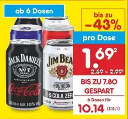Netto Marken-Discount Jack Daniel's & Coca Cola / Jim Beam & Cola Zero Angebot