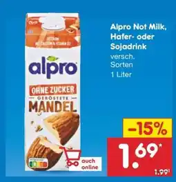 Netto Marken-Discount Alpro Not Milk, Hafer- oder Sojadrink Angebot