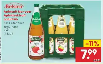 Netto Marken-Discount Belsina Apfelsaft klar oder Apfeldirektsaft naturtrüb Angebot