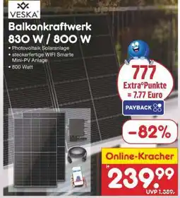 Netto Marken-Discount Balkonkraftwerk 830 W / 800 W Angebot