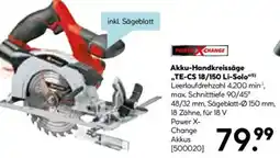 Hellweg Einhell Akku-Handkreissäge „TE-CS 18/150 Li-Solo" Angebot