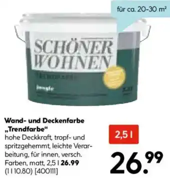 Hellweg SCHÖNER WOHNEN Wand- und Deckenfarbe ,,Trendfarbe" Angebot