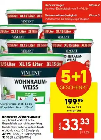 Hellweg VINCENT Innenfarbe ,,Wohnraumweiß" Angebot