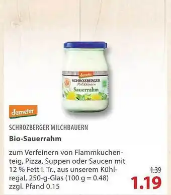 basic Demeter Schrozberger Milchbauern Bio Sauerrahm 250g Angebot