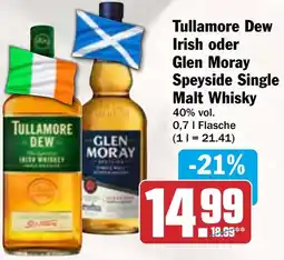 AEZ Tullamore Dew Irish oder Glen Moray Speyside Single Malt Whisky Angebot