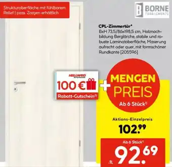 Hellweg BORNE CPL-Zimmertür Angebot