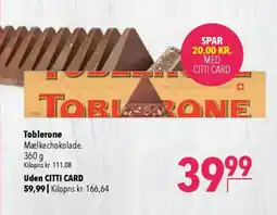 CITTI Markt Toblerone Mælkechokolade. Angebot