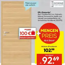 Hellweg BORNE CPL-Zimmertür Angebot