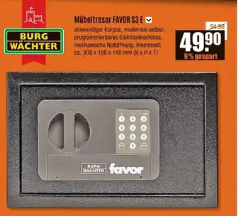 V Baumarkt BURG WÄCHTER Möbeltresor FAVOR S3 E Angebot