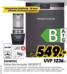 MEDIMAX Siemens einbau-geschirrspüler sn53eiepte Angebot