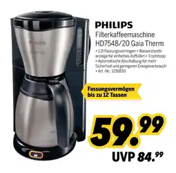 MEDIMAX Philips filterkaffeemaschine hd7548/20 gaia therm Angebot