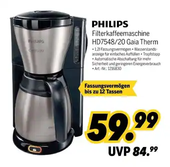 MEDIMAX Philips filterkaffeemaschine hd7548/20 gaia therm Angebot