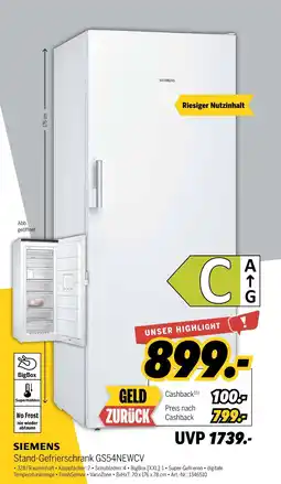 MEDIMAX Siemens stand-gefrierschrank gs54newcv Angebot