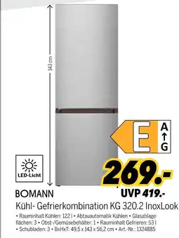 MEDIMAX Bomann kühl- gefrierkombination kg 320.2 inoxlook Angebot