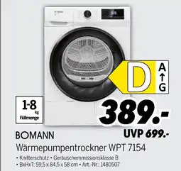 MEDIMAX Bomann wärmepumpentrockner wpt 7154 Angebot