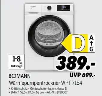 MEDIMAX Bomann wärmepumpentrockner wpt 7154 Angebot
