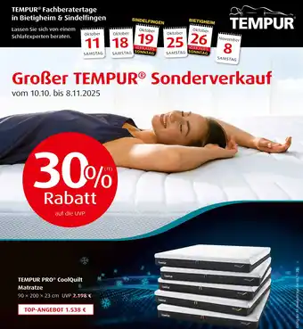 Hofmeister Tempur coolquilt matratze Angebot