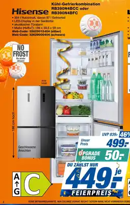 Expert Hisense kühl-gefrierkombination rb390n4bcc oder rb390n4bfc Angebot