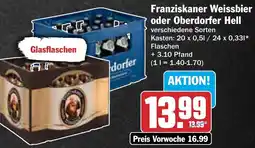 AEZ Franziskaner Weissbier oder Oberdorfer Hell Angebot