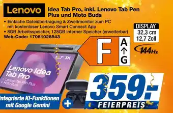 Expert Lenovo idea tab pro, inkl. lenovo tab pen plus und moto buds Angebot