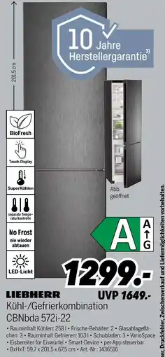 MEDIMAX Liebherr kühl-/gefrierkombination cbnbda 572i-22 Angebot