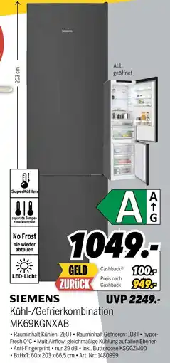 MEDIMAX Siemens kühl-/gefrierkombination mk69kgnxab Angebot