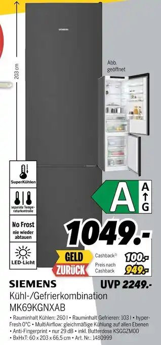 MEDIMAX Siemens kühl-/gefrierkombination mk69kgnxab Angebot