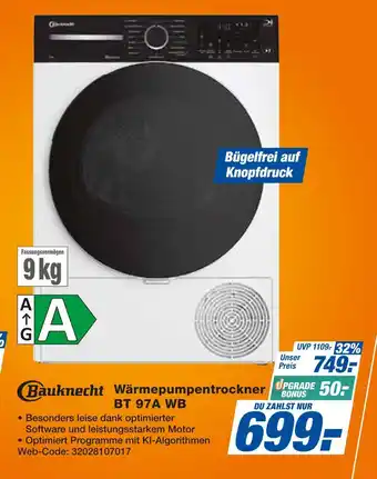 Expert Bauknecht wärmepumpentrockner bt 97a wb Angebot