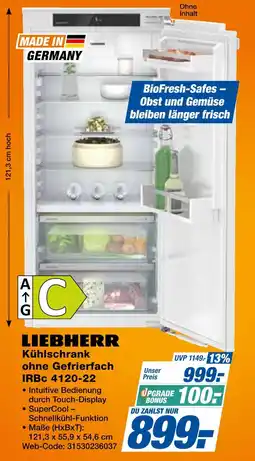 Expert Liebherr kühlschrank ohne gefrierfach irbc 4120-22 Angebot