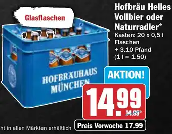 AEZ Hofbräu Helles Vollbier oder Naturradler Angebot